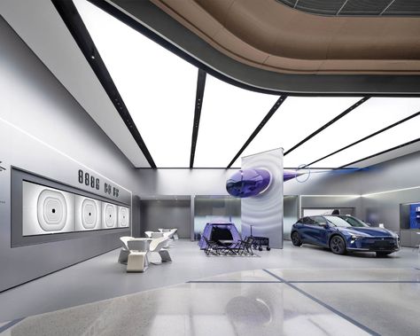 Drive into This Award-Winning Car Showroom in Shanghai Showroom Wall Design, Automotive Showroom, Automobile Exhibition, Penthouse In New York, Car Showroom Design, Workshop Apd, Luxurious Penthouse, Museum Plan, Interactive Exhibition