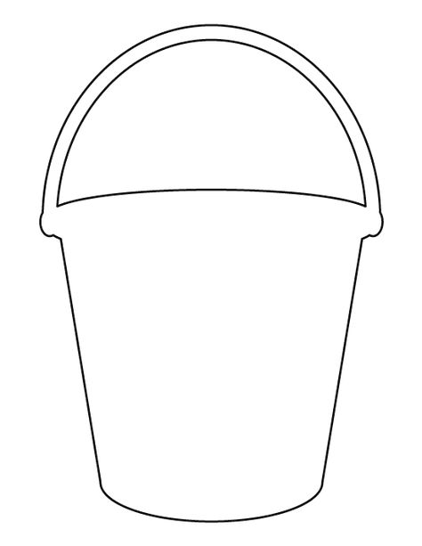 Bucket pattern. Use the printable outline for crafts, creating stencils, scrapbooking, and more. Free PDF template to download and print at http://patternuniverse.com/download/bucket-pattern/ Sand Bucket Craft, Bucket Template Free Printable, Free Printable Templates Crafts, Sand Crafts Preschool, Summer Time Crafts For Toddlers, Bucket Template, Summer Bucket List Craft, Bucket Drawing, Bucket Crafts