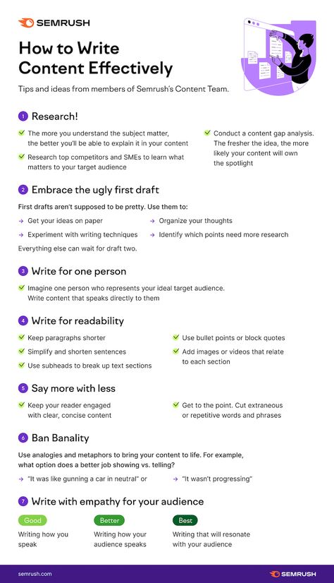 7 Tips for Writing Content Effectively | Infographic Writing Infographic, Content Ideas For Instagram, Content Creation Ideas, Learn Marketing, Graphic Design School, Tips For Writing, Thought Experiment, Social Media Marketing Business, Business Data