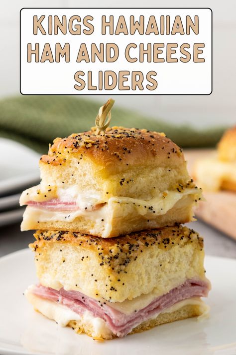 Discover the secret to making the best Kings Hawaiian Ham and Cheese Sliders! This easy recipe features soft Hawaiian rolls, tender ham, and melted Swiss cheese, creating a mouthwatering appetizer that's perfect for any party or family event. Ideal for game days, potlucks, or as a quick dinner option. Pin this for your next gathering and impress your guests with these irresistible sliders! Ham Swiss Sliders Hawaiian Rolls, Hawaiian Ham Sliders, Ham And Cheese Slider, Hawaiian Ham And Cheese Sliders, Hawaiian Roll Sandwiches, Super Bowl Appetizers, Hawaiian Ham, Ham And Swiss Sliders, Sliders Recipes Chicken