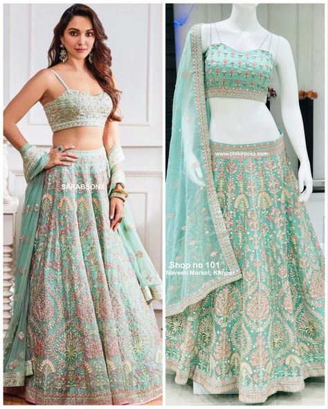 SARABSONS Shop no 101, Naveen Market, Kanpur Kiara Advani Spaghetti Strap Crop Top Lehenga in Organza Buy online or in store Buy online at www.chikirpolo.com #chikirpolo #sarabsons #croptop #croptops #croptopdress #lehenga #lehengacholi #croptoplehenga #croptopskirt #croptopandskirt #chaniyacholi #weddinglehenga #partywearlehenga #partywearlehengas #spaghettistrap #strapdress #spaghettistrapdress #indowestern #indowesternstyle #indowesternwear #indowesterndress #indowesterngown #fashion2022 # Spaghetti Strap Lehenga, Top Lehenga, Drape Sarees, Lehenga Crop Top, Indo Western Gown, Crop Top Lehenga, Organza Lehenga, Crop Top Designs, Spaghetti Strap Crop Top