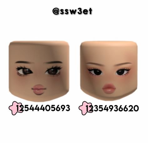 Makeup Face Codes Berry Ave, Soft Cute Eyelash Face Roblox Code, Roblox Codes Aesthetic, Roblox Face Codes Makeup, Oc Ideas Character Design, Character Design Cute, Pink Skin Tone, Brookhaven Codes, Bloxburg Decals Codes Aesthetic