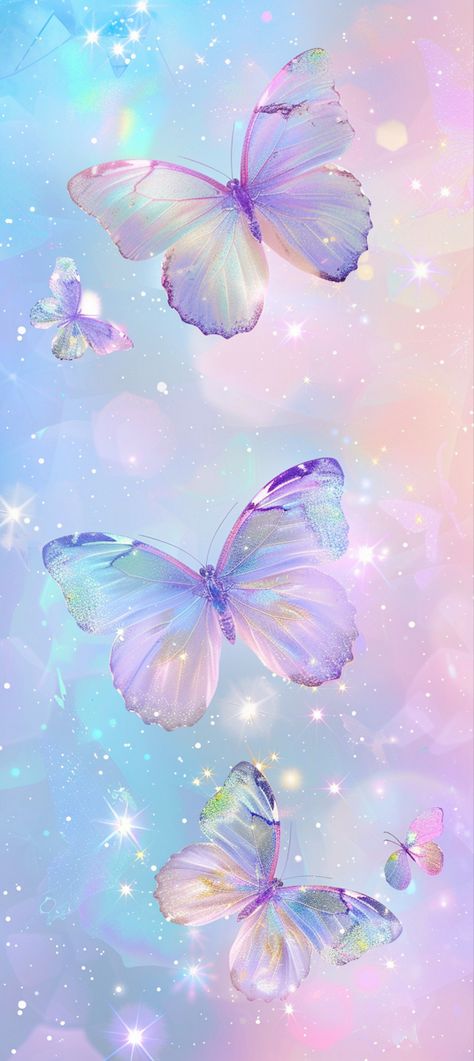 Transform your iPhone into a portal back to the Y2K era with our ‘Butterfly Dreamland’ wallpaper. This design features vibrant, holographic butterflies with neon accents, floating across a dreamy background of soft pastel colors with an iridescent effect. Detailed 3D butterflies twinkle among sparkles and stars, creating a dynamic and nostalgic look. The subtle gradients enhance the modern yet retro vibe, perfect for adding a touch of whimsy and color to your device. #Y2KButterflies #HolographicWallpaper #NeonAccents #PastelIridescent Sparkle Butterfly Wallpaper, Pastel Butterfly Wallpaper, Butterfly Phone Wallpaper, Holographic Aesthetic, Dreamy Background, Holographic Wallpapers, Cute Food Wallpaper, Holographic Background, Blue Butterfly Wallpaper