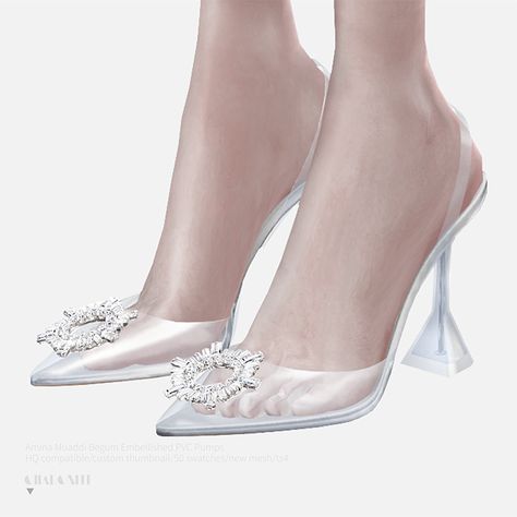 Charonlee: 【Amina Muaddi Begum Embellished PVC Pumps】 Sims 4 Wedding Shoes, Sims 4 Pumps, Sims4 Shoes, Ts4 Shoes, Sims4 Mod, Amina Muaddi Begum, Amina Muaddi Shoes, Cc Shoes, Sims 4 Cc Shoes