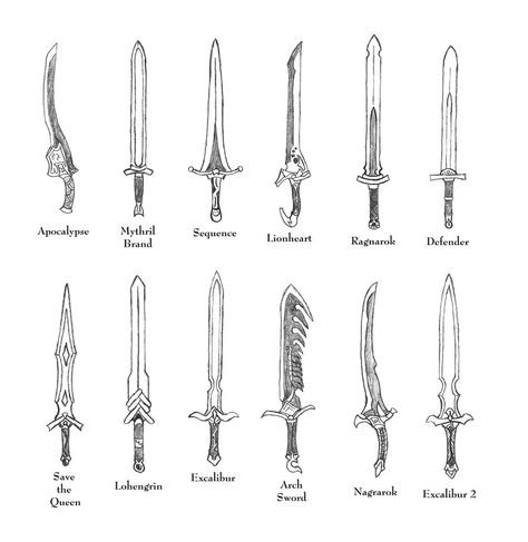 Weapons of FFTA - KnightSwords by Bladedog on deviantART Mork Borg, Comic Ideas, Types Of Swords, Arte Fantasy, Drawing Tips, Art Reference Photos, Learn To Draw, 그림 그리기, Swords