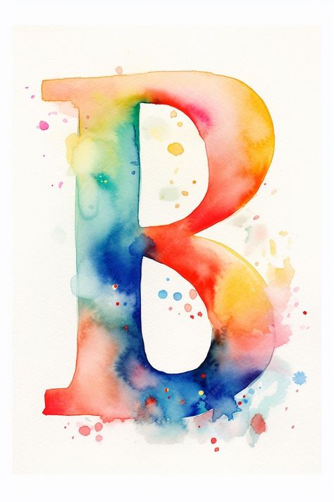 B Alphabet Design Beautiful, The Letter B Design, Watercolor Letters, B Letter Images, Watercolor Birthday Cards, Aesthetic Letters, Watercolor Birthday, Watercolor Lettering, Life Learning