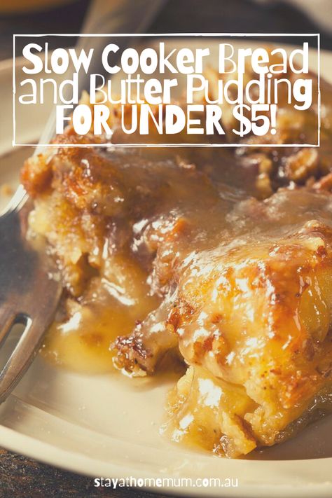 Slow Cooker Bread and Butter Pudding for Under $5! Slow Cooker Desserts Easy, Bread Pudding Recipe Crockpot, Slow Cooker Bread Pudding, Riced Broccoli Recipes, Crockpot Desserts, Deserts Recipes, Crock Pot Bread, Slow Cooker Bread, Easy Cakes