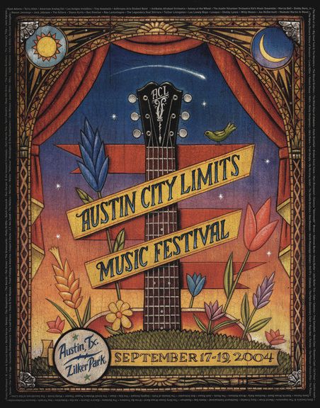 Marc Burckhardt, Austin City Limits Festival, Acl Festival, Wedding Graphic Design, Concert Poster Art, Zilker Park, Austin City Limits, Music Festival Poster, Communication Art