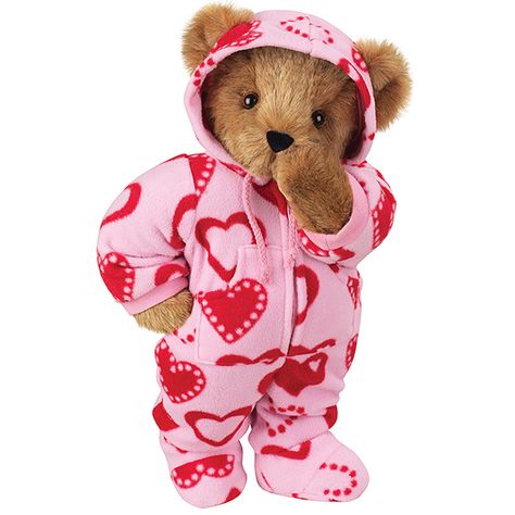 15" Sweetheart Hoodie-Footie™ Bear  Vermont Teddy Bear Company / USA Made / Hoodie Footie, Valentines Day Bears, Vermont Teddy Bears, Valentines Day Teddy Bear, Big Teddy, Cute Valentines Day Gifts, Teddy Bear Pictures, Bear Valentines, Bear Pictures