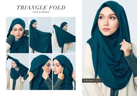 Tutorial Hijab Segitiga, Square Hijab Tutorial, Beau Hijab, New Hijab Style, Hijab Stile, How To Wear Hijab, Hijab Sport, Simple Hijab Tutorial, Tutorial Hijab Pashmina