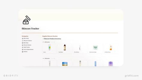 7 Notion Skincare Templates & Diaries to Organize Your Routine | Gridfiti Skin Care Notion Template, Skincare Notion Template, Notion Diary, Notion Skincare, Best Daily Planner, Notion Ideas, Diary Template, Second Brain, Daily Schedule Planner