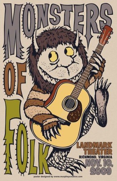 Folk Music Poster, Genre Posters, Music Concert Posters, Maurice Sendak, Gig Poster, Music Festival Poster, Folk Festival, Music Posters, Tour Posters