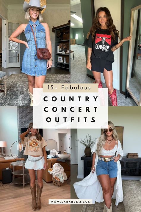 Looking for the perfect country concert outfits? Check out these stylish and cute outfit ideas that are sure to make you shine at any country concert. 
Heading to a country concert and unsure what to wear? Get ready to explore a variety of country concert outfit ideas that are perfect for any event, be it a big stadium show or a local fair. These western-inspired looks will help you rock the concert in style. So grab your cowgirl boots and let’s dive into some amazing outfit inspo! Dresses And Cowgirl Boots Outfits, Cute Country Music Concert Outfits, Country Festival Outfits Women, Country Concert Outfit Lainey Wilson, Cute Summer Country Concert Outfits, Country Concert Shorts Outfit, Subtle Country Concert Outfit, Travis Scott Concert Outfit Ideas Women, Summer Concert Outfit Ideas Country