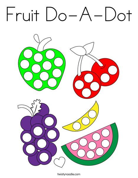 Fruit Do-A-Dot Coloring Page - Twisty Noodle Corn Coloring Page, Preschool Binder, Fruit Letters, Vegetable Coloring Pages, Preschool Garden, Twisty Noodle, Dot Worksheets, Food Coloring Pages, Fruit Coloring Pages