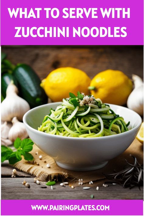 15 Delicious Side Dishes to Serve With Zucchini Noodles! 🍝🥗 #zucchininoodles #sidedishes #healthyrecipes What To Serve With Salmon, Pesto Zoodles, Garlicky Kale, Delicious Side Dishes, Carb Alternatives, Savory Chicken, Spicy Shrimp, Best Side Dishes, Healthy Sides