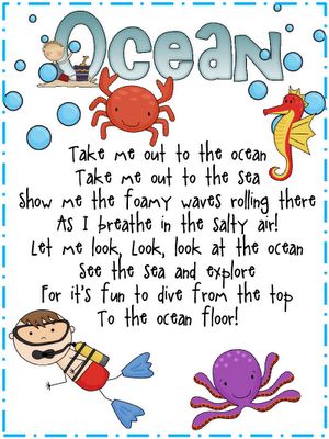 Welcome to Room 36!: Ocean Song - great for Poetry Journals! Ocean Poem, Oceans Song, Ocean Theme Preschool, Ocean Theme Classroom, Classroom Songs, Ocean Unit, Summer Preschool, Ocean Activities, Preschool Music