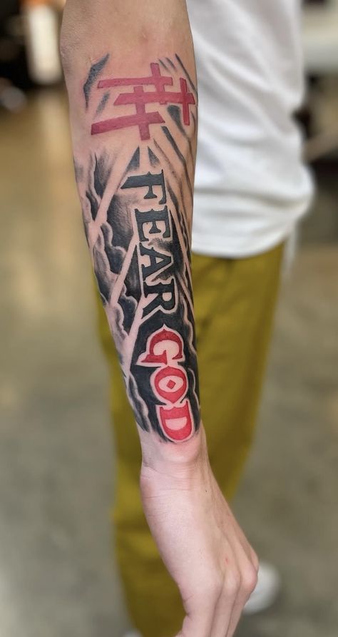 Foe Tattoos Men, Red Forearm Tattoo, Outer Forearm Tattoo Men Sleeve, Small Tattoos Forearm, Heart Tattoo For Men, Grandma Tattoo For Men, Forearm Tattoo Men Ideas, New Tattoo Ideas For Men, Chosen 1 Tattoo