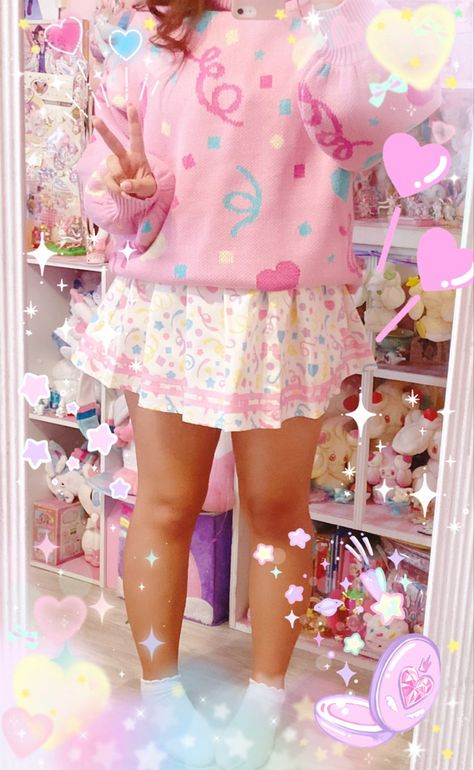 Candycore Outfits, Pinkie Pie Aesthetic Outfit, Candycore Aesthetic Outfits, Pinkie Pie Inspired Outfit, Yume Kawaii Outfit Ideas, Pinkie Pie Outfit, Pinkie Pie Clothes, Yume Kawaii Fashion, Mlp Redesigns