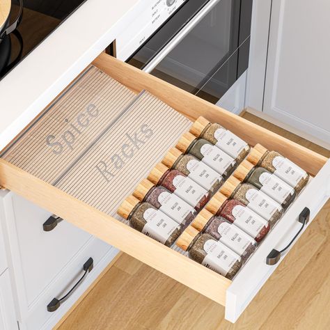 PRICES MAY VARY. 【𝐂𝐮𝐬𝐭𝐨𝐦𝐢𝐳𝐞 𝐘𝐨𝐮𝐫 𝐒𝐩𝐢𝐜𝐞 𝐒𝐭𝐨𝐫𝐚𝐠𝐞】Enhance your culinary space with our spice rack that adapts to your needs. This horizontally expandable spice organizer is designed to fit drawers from 10.63'' to 21.14'' in width. Opt for the compact 2 Tier- 2 Pack for shallower drawers or maximize your capacity with the 4 Tier- 4 Pack for deeper storage options. Create a seamless spice solution tailored to your kitchen. 【𝐋𝐚𝐫𝐠𝐞 𝐂𝐚𝐩𝐚𝐜𝐢𝐭𝐲】Unlock the full potentia Spice Drawer Organization, Spice Drawer Organizer, Spices Storage, Seasoning Organizer, Drawer Spice Rack, Apartment Shopping, Spice Rack Organization, Step Shelves, Cabinet Layout