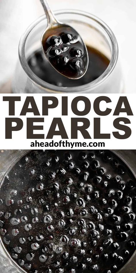 Tapioca Pearls (Boba) Black Tapioca Pearls Recipe, Brown Sugar Tapioca Pearls Recipe, Homemade Tapioca Pearls, How To Make Tapioca Pearls, Boba Recipes Tapioca Pearls, Boba Pearls Recipes, Diy Boba Pearls, Home Made Boba, How To Make Boba Pearls