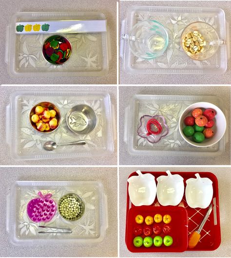 Apple themed practical life activities September Practical Life Montessori, Montessori Practical Life Activities, Montessori Work, Apple Alphabet, Montessori Activities Preschool, Recycling Activities, Montessori Science, Toddler Montessori, Preschool Fall