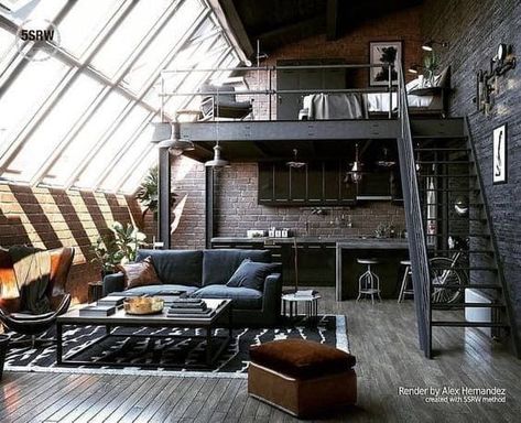 Urban Industrial Decor, Industrial Loft Design, Loft Designs, Loft Inspiration, Apartment Loft, Loft Interior Design, Loft Interior, Loft Interiors, Urban Loft