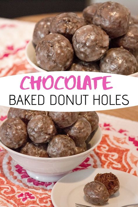 Looking for a tasty donut holes recipe? Donut Holes make the best treat and these chocolate baked donut holes are super easy to make at home! You can definitely count this as an easy baked donut recipe! #bakedonutholes #easybakeddonutrecipe #donutholesrecipe Chocolate Donut Holes, Recipe Donut, Easy Donut Recipe Baked, Donut Holes Recipe, Baked Donut Holes, Baked Donut Recipe, Baked Donuts Easy, Chocolate Donuts Baked, Donut Hole Recipe