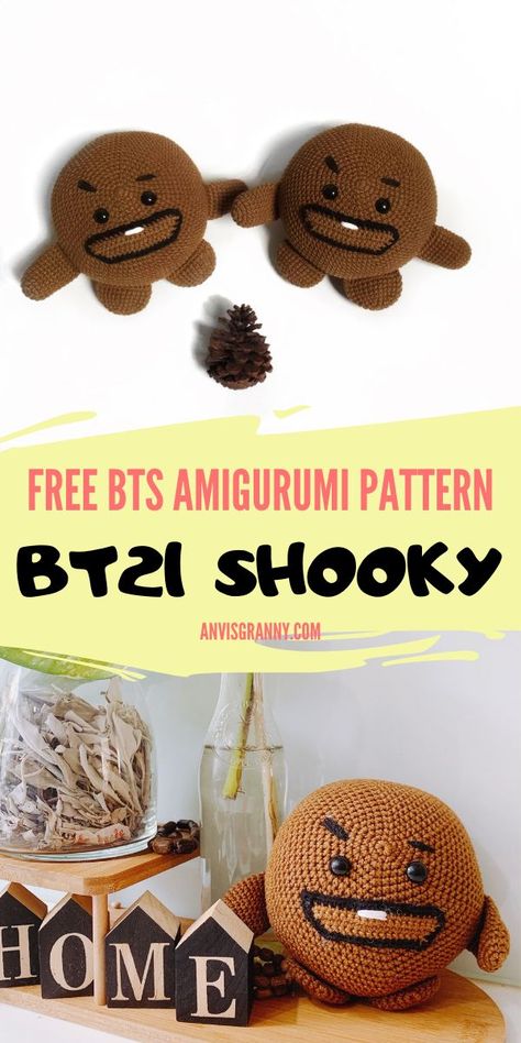 Crochet BT21 Shooky amigurumi free pattern (BTS SUGA) amigurumi toy today with the easy-to-follow crochet pattern for beginners. You can absolutely DIY your favorite KPop idol with this easy amigurumi Shooky BT21 pattern with step-by-step instructions and a photos tutorial. on anvisgranny.com #bt21amigurumi. This crochet Shooky BT21 pattern is the bigger version than the already released version on my website. amigurumi bt21 pattern amigurumi suga amigurumi shooky bt21 amigurumi bt21 Bt21 Pattern, Bts Amigurumi, Shooky Bt21, Advanced Crochet, Kawaii Crochet, Crochet Amigurumi Free Patterns, Crochet Amigurumi Free, Yarn Tail, Pattern Library