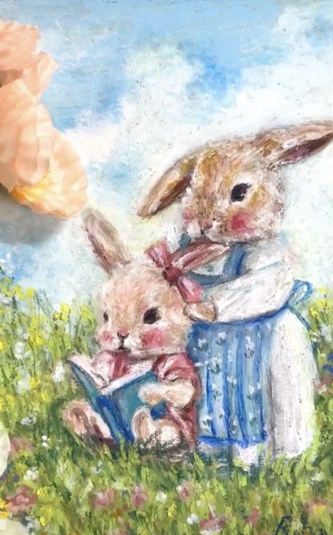 Bunny Oil Pastel, Cute Food Art, Oil Pastel Art, Oil Pastel Drawings, 2025 Calendar, Chalk Pastels, Oil Pastels, Pastel Drawing, Pastel Art