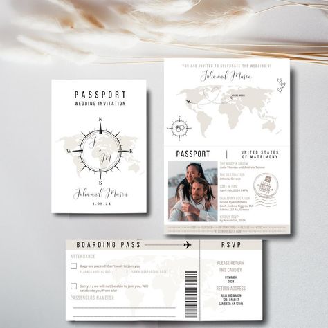 Creative Invitation Design, Boarding Pass Invitation, Passport Template, Passport Invitations, Passport Wedding Invitations, Creative Invitations, Destination Wedding Invitations, Vintage Wedding Invitations, Ceremony Location