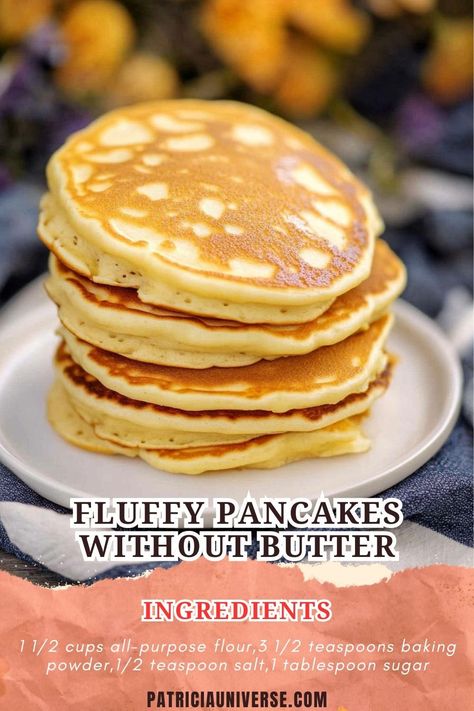 Fluffy Pancakes Without Butter Pancakes Without Butter, Fluffiest Pancakes, Easy Pancake Recipe, Dairy Free Pancakes, Buttermilk Pancakes Fluffy, Fluffy Pancake Recipe, Vegetarian Thanksgiving, Biscuits Easy, Pancake Recipes