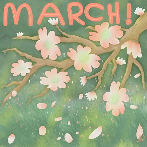 March Playlist Cover, March Illustration, March Mood Board, March Vibes, March Art, English Day, March Baby, Pretty Writing, Spring Words