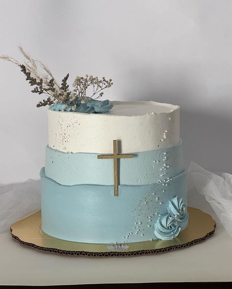 Baptismal Cake Boy, Baptismal Cake Boy One Layer, First Communion Cake Boy, Baptismal Cake Boy Simple, Boys First Communion Cakes, Christian Cakes, Boy Communion Cake, Baptism Cake Boy, Dedication Cake