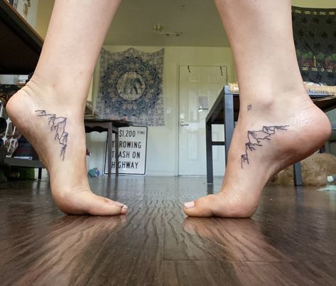 Mountain Foot Tattoo, Inner Foot Tattoo, Moutain Tattoos, Personal Tattoos, Zen Tattoo, Aa Tattoos, Mountain Tattoos, Western Tattoos, Tattoo Parlor