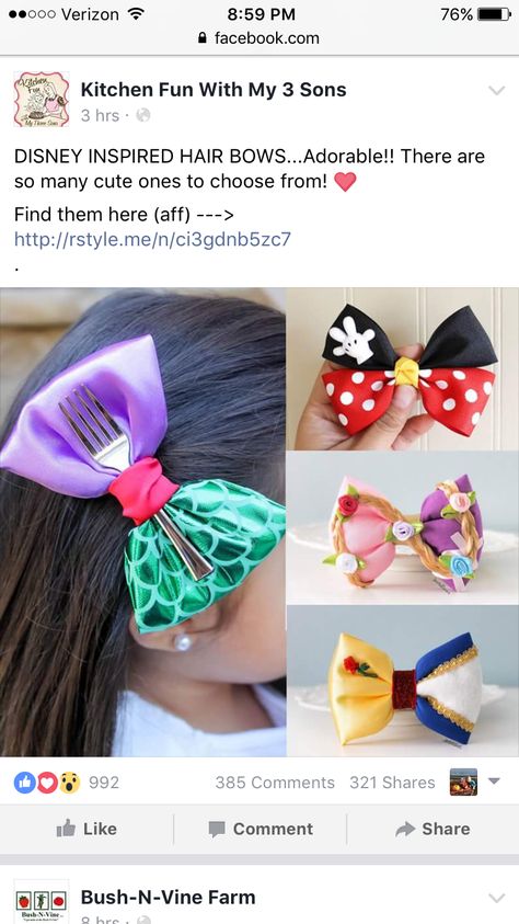 Disney Princess Hair Bows, Newborn Hair Bows, Disney Hair Bows, Diy Disney Ears, Princess Hair Bows, Girls Hair Bows Diy, Disney Bows, Disney Mickey Ears, Disney Hair