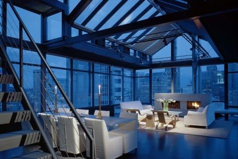 penthouse | One Kindesign Seattle Penthouse, Minimalist Penthouse, Penthouse Living Room, Penthouse Luxury, Penthouse Design, Penthouse Living, New York Penthouse, Luxury Penthouse, Minimalist Apartment