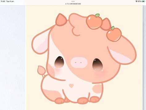 Cow Drawing, Cute Kawaii Animals, Cute Food Drawings, Cute Animal Clipart, Cute Animal Drawings Kawaii, Kawaii Animals, Cute Easy Drawings, Food Drawing, Cute Cows