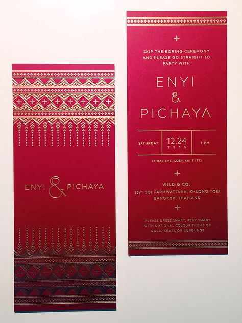 Lao Wedding Invitation, Thai Wedding Invitation, Laos Wedding, Cherry Theme, Wedding Kit, Proposal Design, Indian Wedding Invitation Cards, Thailand Wedding, Thai Wedding