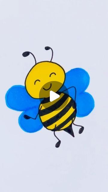 Easy Art Drawings For Kids, Easy Kids Drawings, Step By Step Drawing For Kids, Kids Drawing Easy, Draw A Bee, Draw Animals For Kids, Drawing For Kids Easy, Toddler Drawing, Bee Pictures