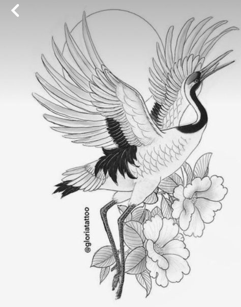 Crane Drawing, Heron Tattoo, Crane Tattoo, Sharpie Tattoos, Poppies Tattoo, Cartoon Character Tattoos, Hip Tattoos Women, Geniale Tattoos, Gothic Tattoo