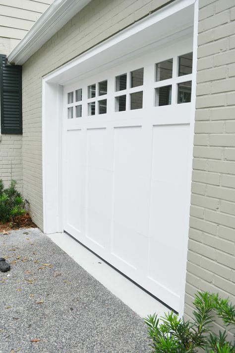 Garage Door Before And After, Colonial Garage Doors, Garage Exterior Design, White Garage Doors, Craftsman Garage Door, Single Garage Door, Garage Door Maintenance, Garage Door Types, Garage Door Ideas