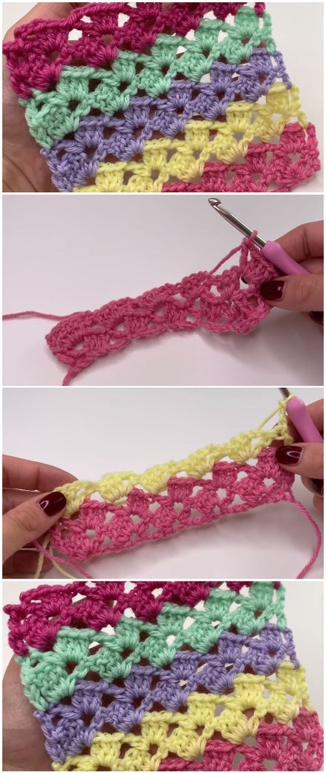 Learn To Crochet Drunken Granny Stitch - ilove-crochet Drunken Granny Stitch, Crochet Granny Square Free Pattern, Crochet Pins, Granny Square Free Pattern, Flower Design Ideas, Virkning Diagram, Crochet Ripple Blanket, Fashionable Nails, Granny Stitch