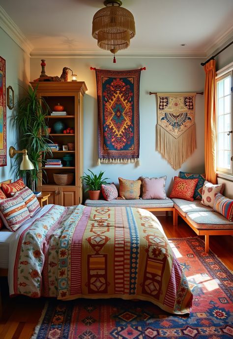 Boho Bedroom For Teens Bohemian Teen Bedroom, Bedroom For Teens, Boho Room Inspiration, Bedroom Ideas For Teens, Boho Teen Bedroom, Cozy Boho Bedroom, Dream Bedrooms, Beautiful Room Ideas, Boho Bedroom Design