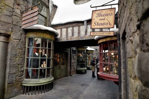 Hogs Meade Aesthetic, Christmas Hogsmeade, Hogsmeade Shops, Hogsmeade Christmas, Harry Potter World Universal, Magical Academy, Hogwarts Visuals, Hogsmeade Village, Moaning Myrtle