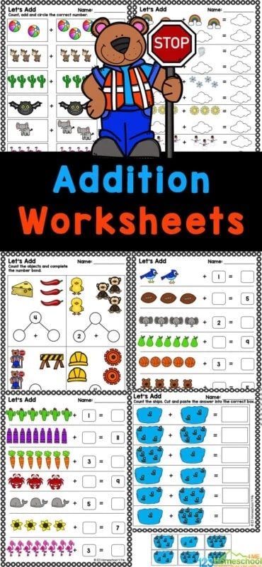 NEW FREEBIE:  Practice math with your budding early learners with these FREE printable Kindergarten Coloring Addition worksheets.  GET THEM HERE >>> Addition With Pictures, Kindergarten Math Addition, Stem Activities Kindergarten, Kindergarten Addition, Kindergarten Math Worksheets Addition, Kindergarten Coloring, Free Printable Kindergarten, Kindergarten Addition Worksheets, Addition Kindergarten