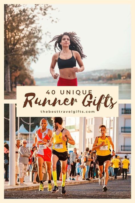 40 unique runner gifts with two photos of people running Gift For Runner Women, Runners Basket Gift, Senior Gifts For Cross Country Runners, Gift Ideas For Cross Country Coach, Marathon Care Package Ideas, Xc Gift Ideas, Gifts For Cross Country Runners, Running Gifts For Men Runners, Running Gifts For Women