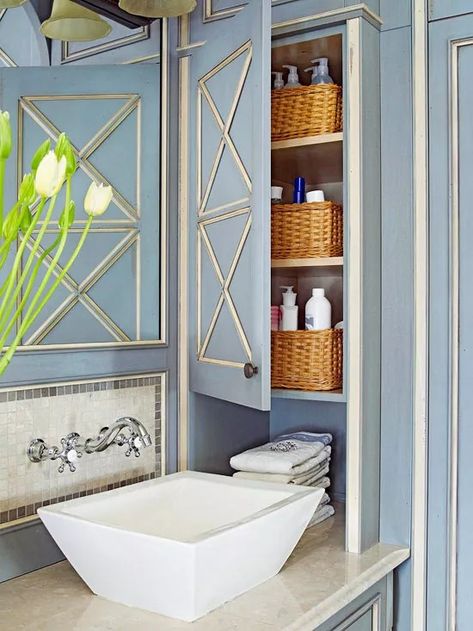 45 Gorgeous Bathroom Vanity Ideas That Fit Every Style Potty Time, New Toilet, Corner Storage, Shabby Chic Bathroom, Vanity Countertop, Gorgeous Bathroom, Small Bathroom Storage, Small Bath, Chic Bathrooms