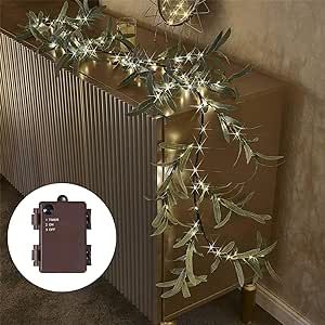 Birchlitland Lighted Olive Garland Battery Operated with Timer 6FT 96 LED Fairy Lights, Faux Vine with Lights for Mantel Fireplace Wall Patio Wedding and Holiday Decor Olive Garland, Holiday Fireplace Decor, Twig Garland, Garland With Lights, Lighted Garland, Backdrop Arch, Holiday Fireplace, Stair Banister, Christmas Lights Garland