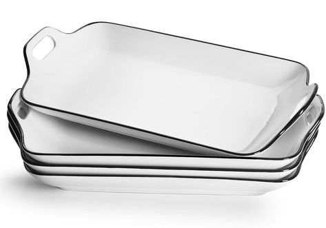 PRICES MAY VARY. Set of 4 Ceramic Trays - Beautifully designed rectangular ceramic serving trays in glossy white color; Each tray measures 12" x 6.6". Durable & Safe - Made with thick, crack-resistant ceramic material; Features a lip for easy handling; BPA-free, lead-free, and non-toxic; Microwave and oven safe up to 400 degrees. Dishwasher safe - Enjoy these serving platters for entertaining without worry about cleanup. Large serving plates set perfect for any party Versatile Use - Perfect for Sushi Plate Set, Ceramic Trays, Entertaining Appetizers, Dessert Sushi, White Serving Tray, Rectangle Plates, Sushi Plate, Ceramic Platters, Ceramic Tray