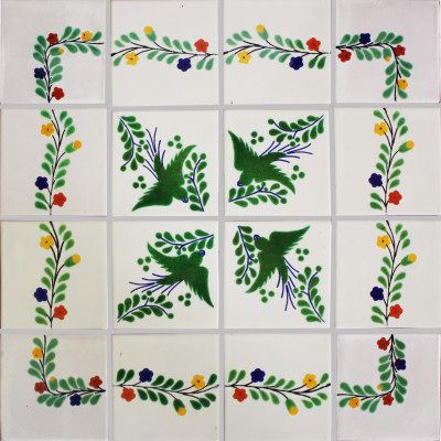 Campanario Mexican Tile Set Backsplash Mural Kitchen Mexican Tiles, Bathroom Courtyard, Hexagon Tile Wall, Tiles Painting, Tiles For Kitchen Wall, Black Subway Tiles, Backsplash Mural, Mosaic Tile Backsplash, Tin Tiles